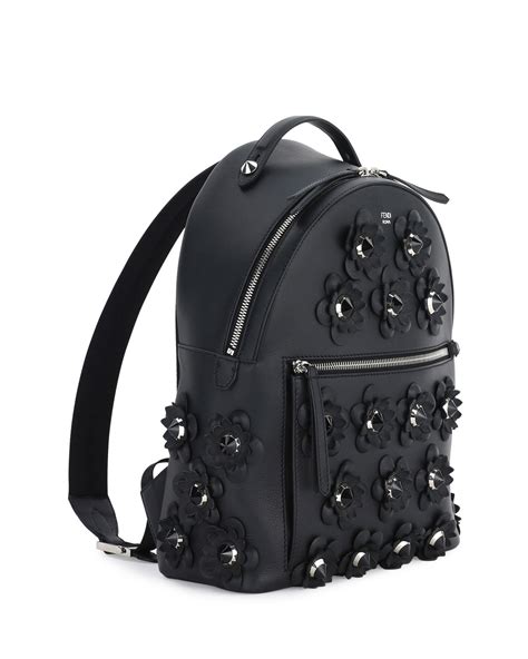 Fendi Leather Backpack w/Allover Floral Appliques, 